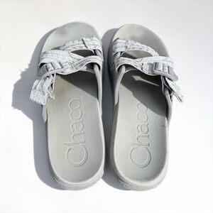 Chaco Women’s Light Gray Slide Sandals with Adjustable Straps